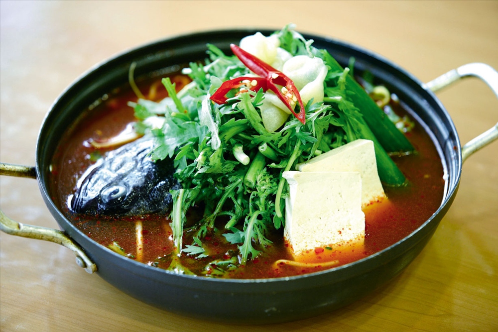A red spicy fish stew