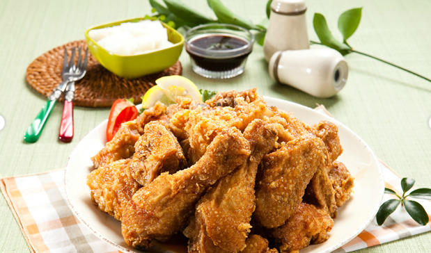 Soy-glazed Korean fried chicken